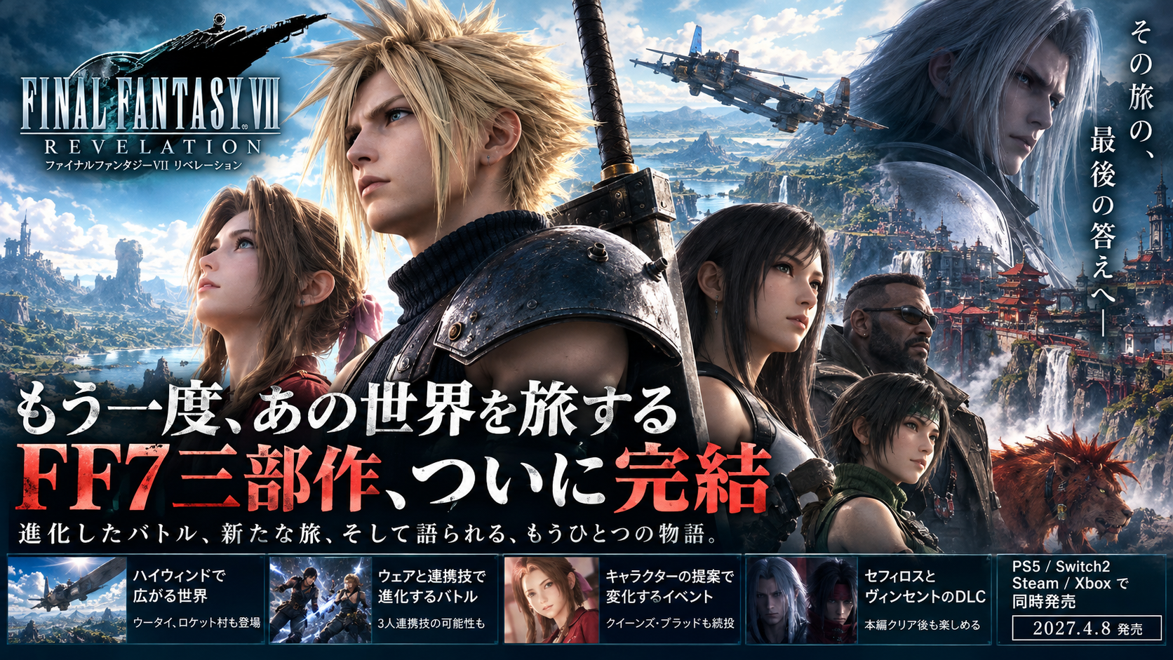 【FF7リベレーション】ゲームプレイ詳細が判明！ハイウィンド・新ウェア・DLCなど最新情報まとめ